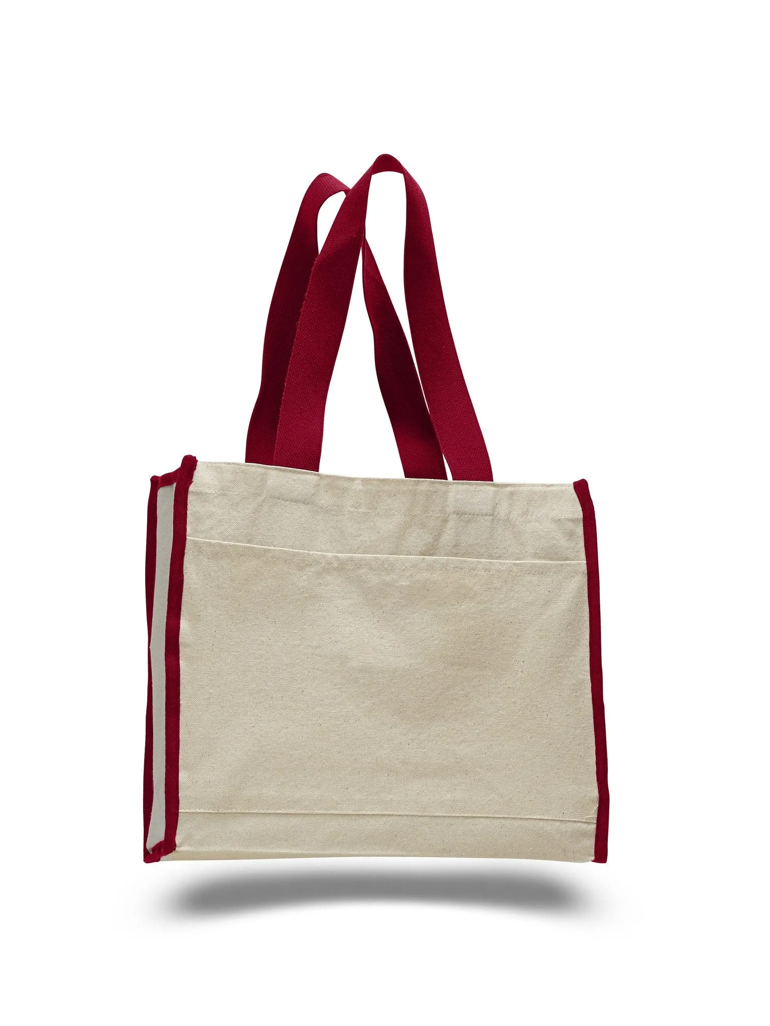 12 ct Heavy Canvas Tote Bag with Colored Trim - By Dozen