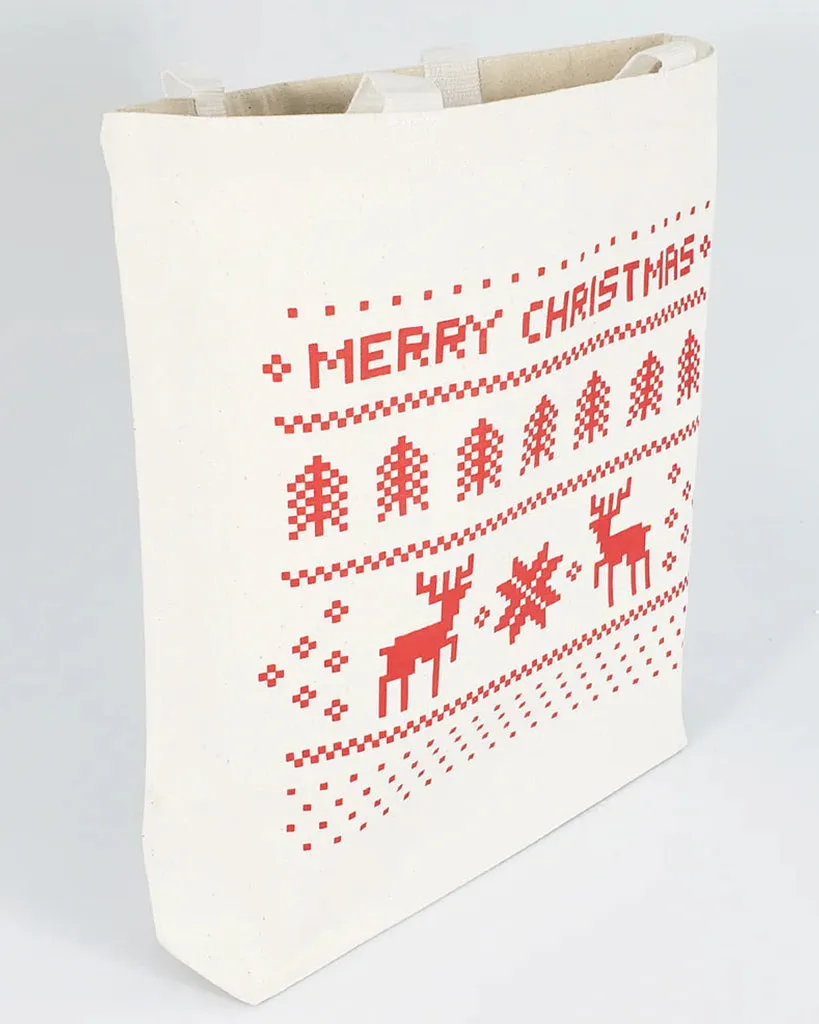 12 ct Merry Christmas Mini Canvas Gift Bags - By Dozen