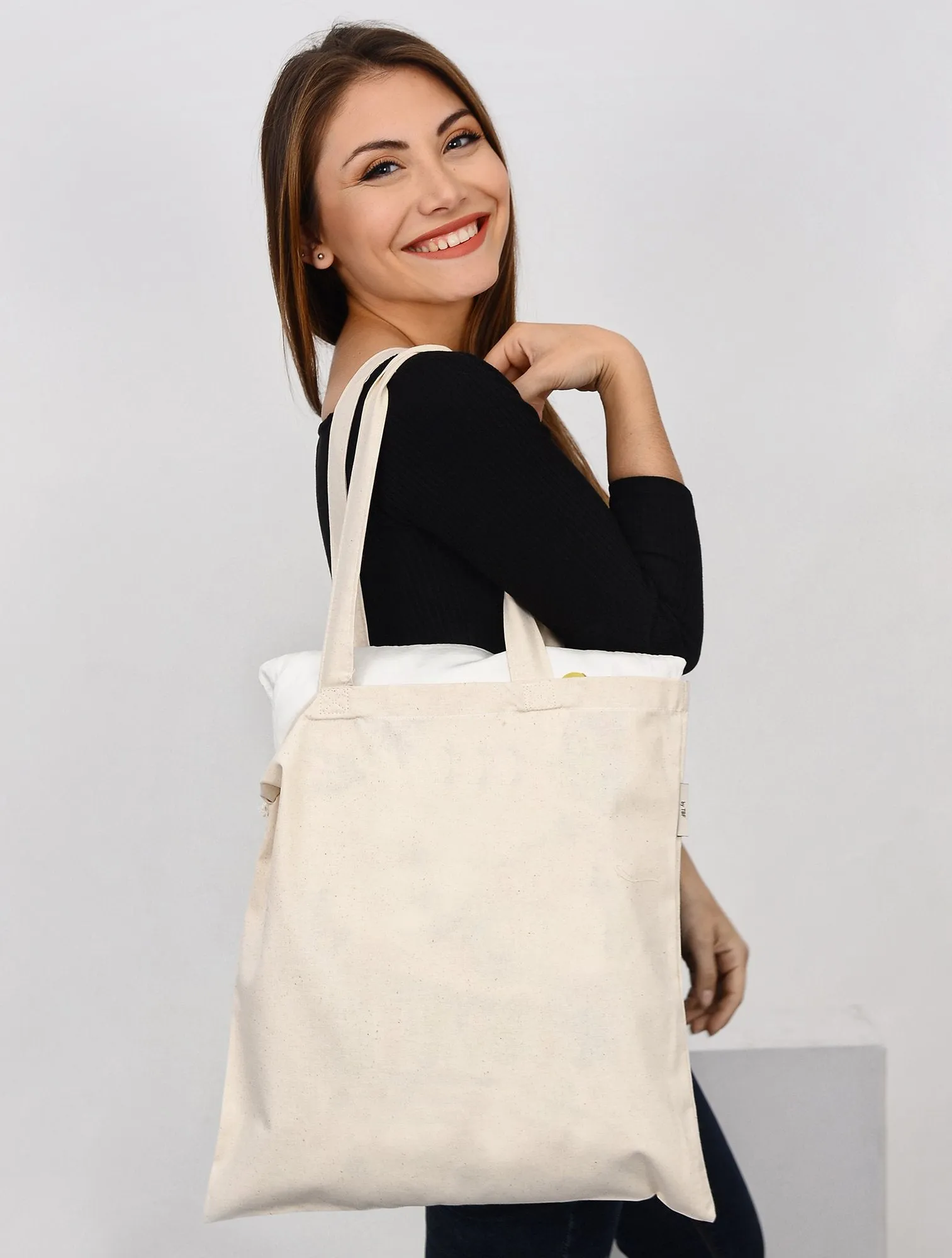 12 ct Premium Quality 100% Cotton Reusable Tote Bags - By Dozen