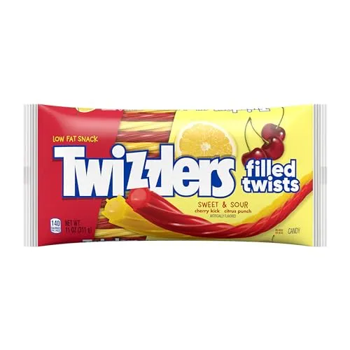 12pk TWIZZLERS Filled Twists Sweet and Sour Candy Bags, 11 oz (12 Count)