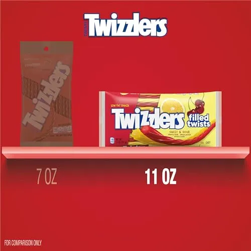 12pk TWIZZLERS Filled Twists Sweet and Sour Candy Bags, 11 oz (12 Count)