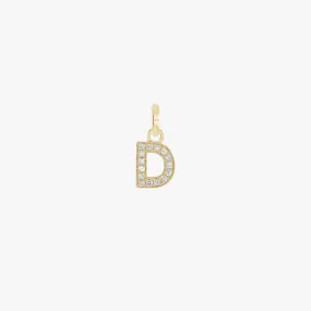 14K Pave Diamond "D" Charm