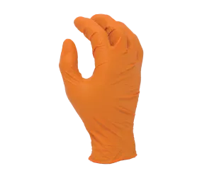 3.5 mil Orange Nitrile Disposable Gloves, 9 1/2" length, Powder-free, textured finish, industrial grade