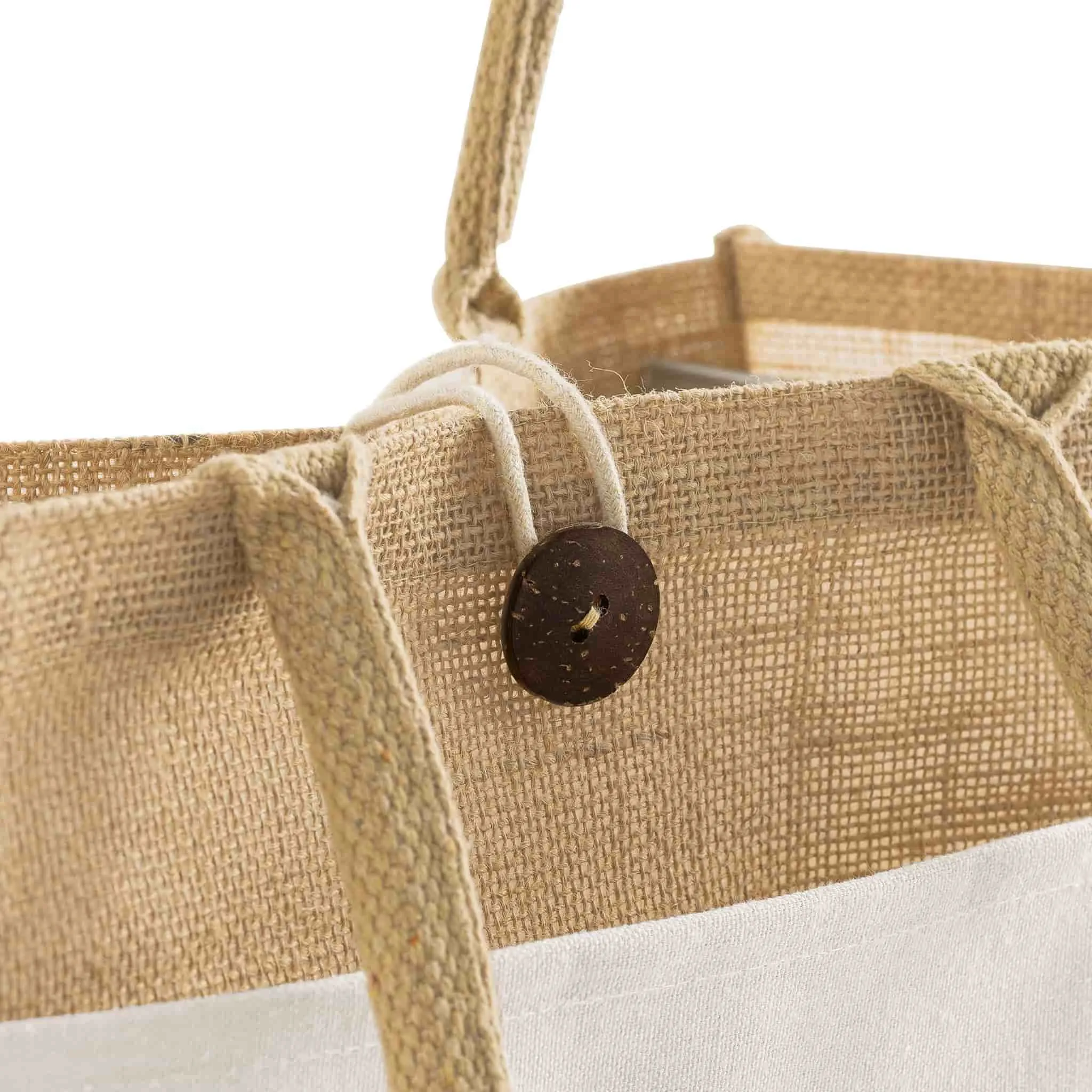 6 ct Milan Jute Tote Bags with Canvas Front Pocket - Pack of 6