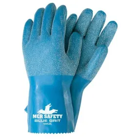 6852M MCR Safety Blue Grit® Gloves, Large, Latex, White, 12 Inch L