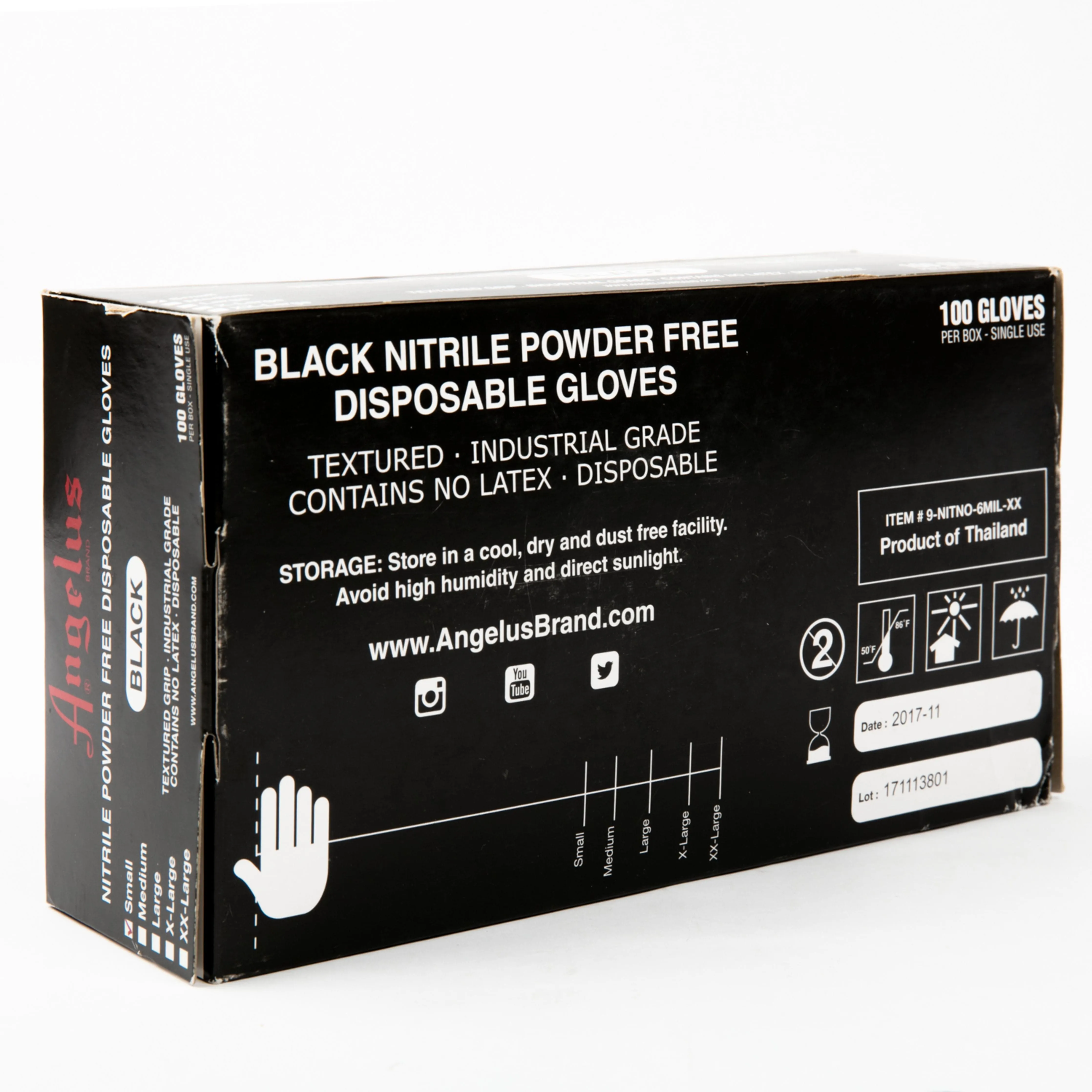 Angelus Black Nitrile Gloves Large Box Of 100