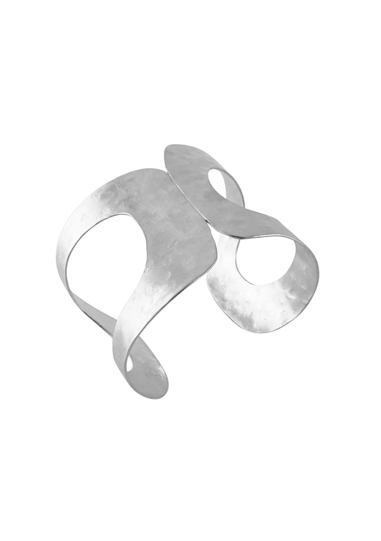 Asymmetrical Open Rhodium Cuff