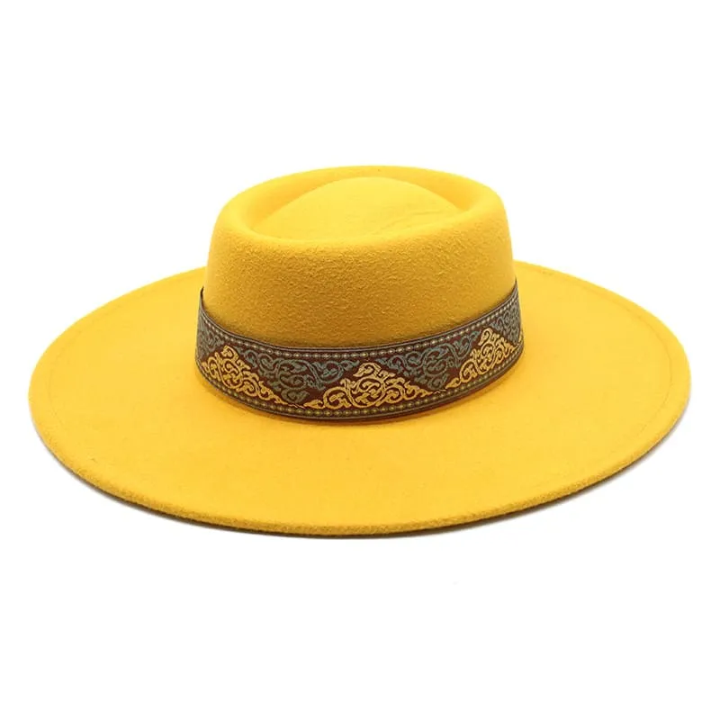 Bauhinia Wide-Brimmed Porkpie Hat