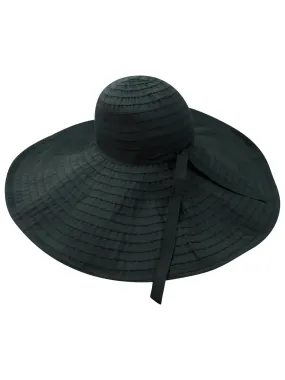 Black Flexible Floppy Hat With Oversized Brim