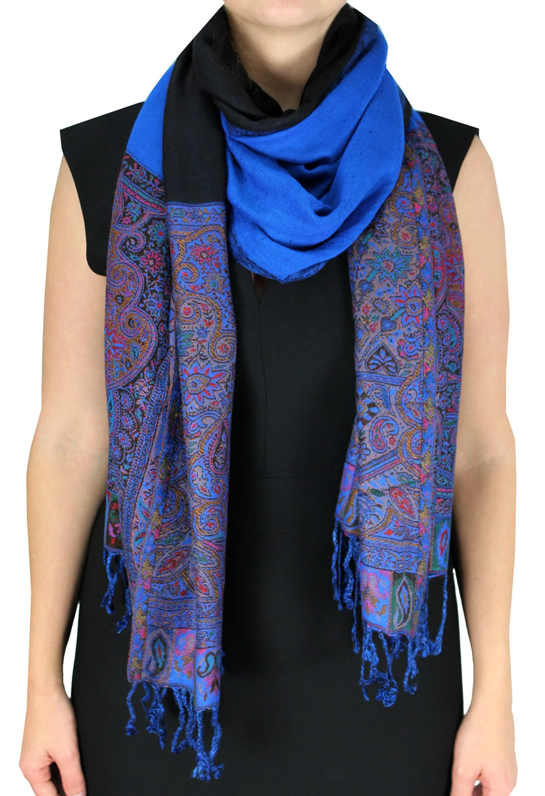 Boho Paisley Reversible Double Layer Vibrant Wrap Shawl Scarf