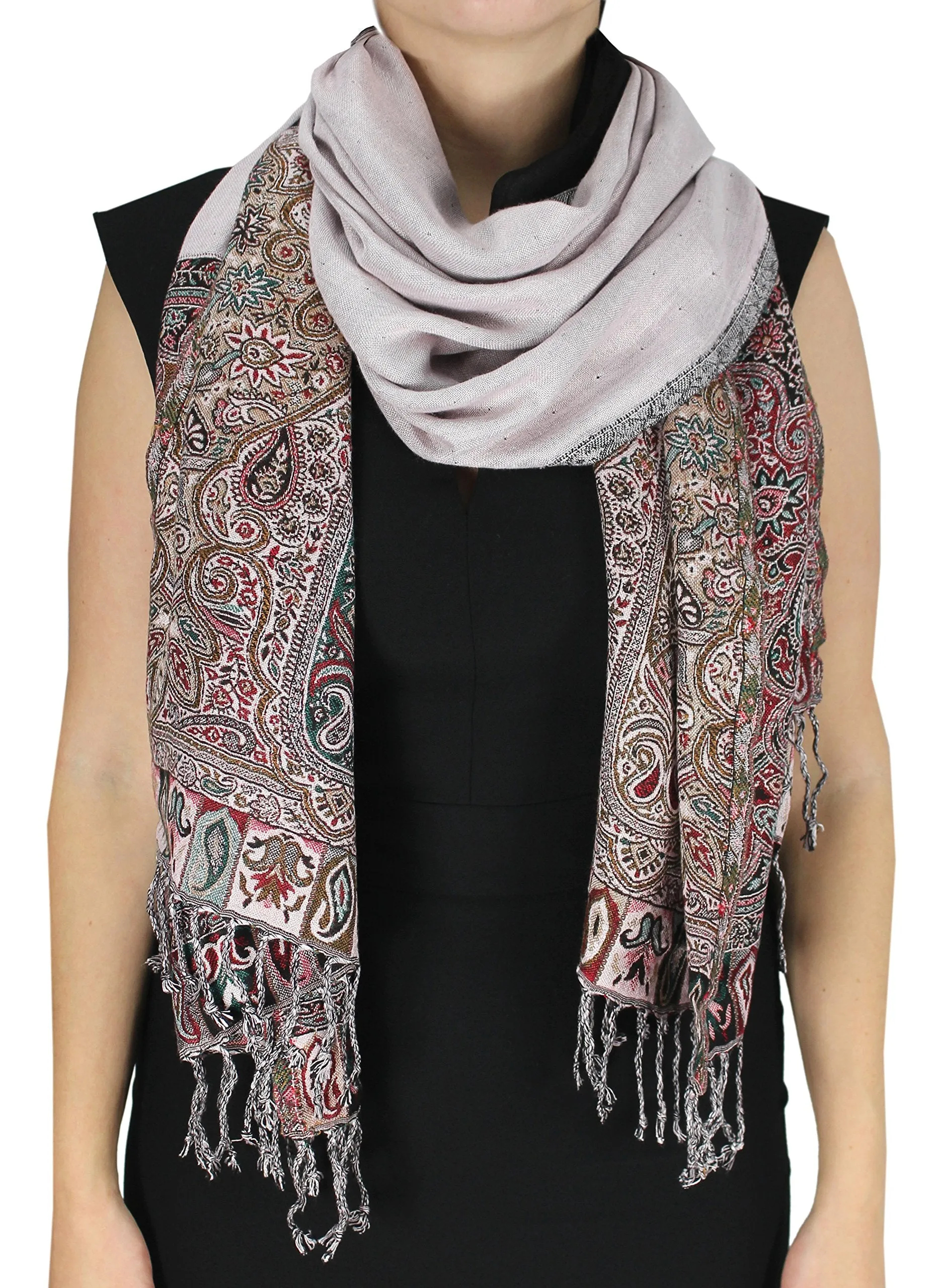 Boho Paisley Reversible Double Layer Vibrant Wrap Shawl Scarf