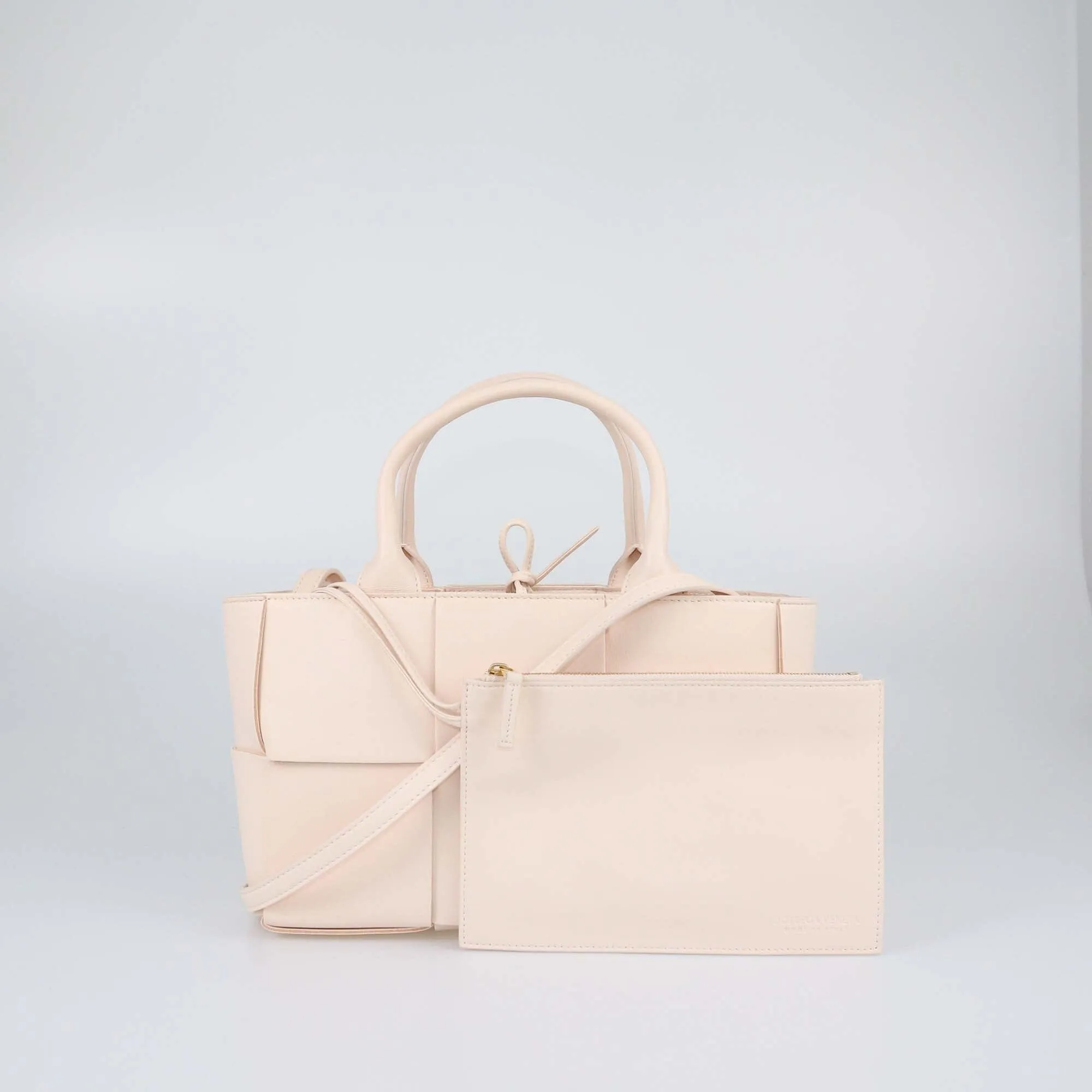 Bottega Veneta Light Pink Intreccio Mini Arco Tote