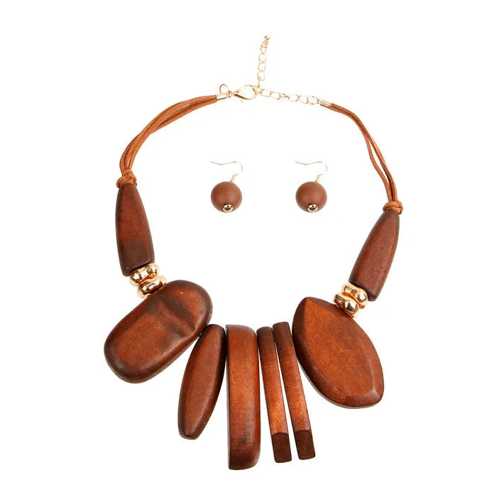 Chunky Brown Wood Bead Set