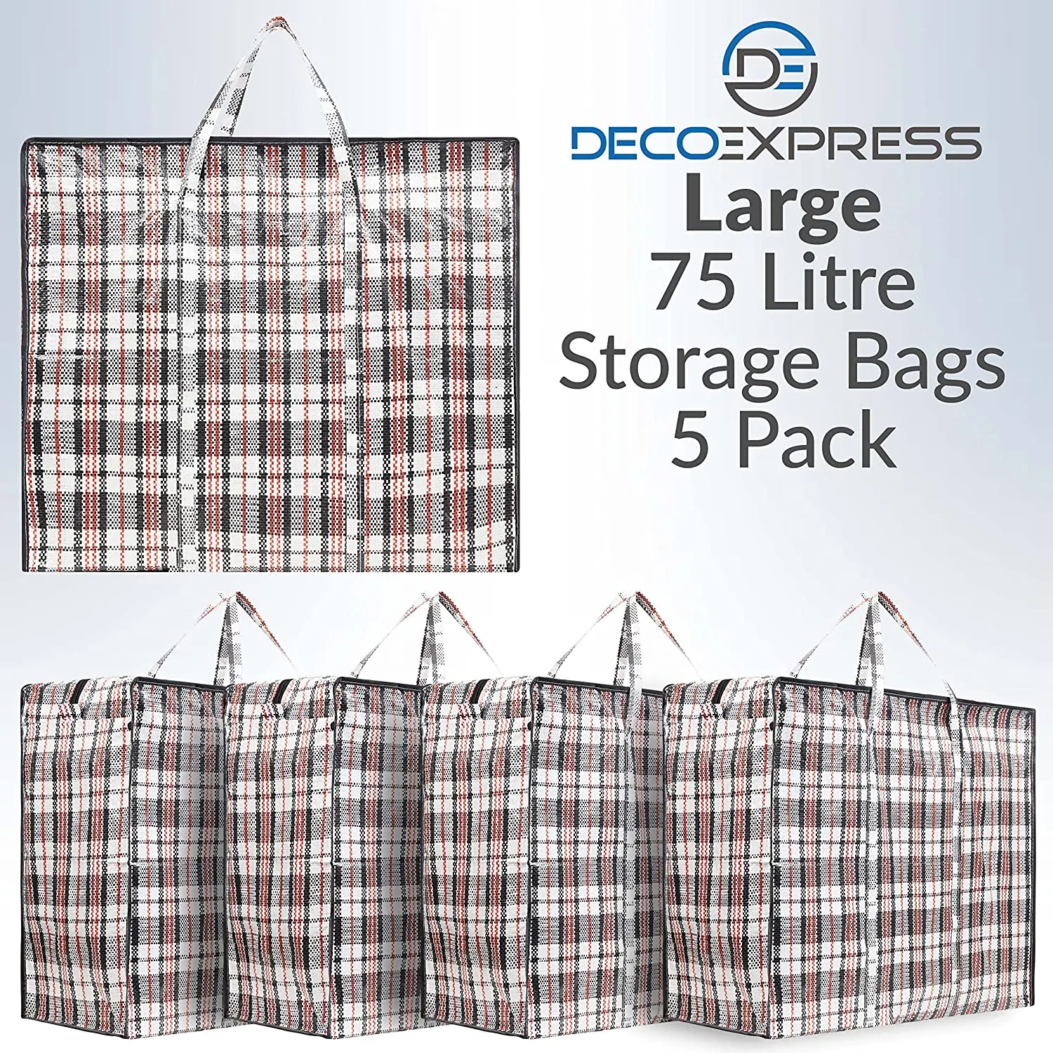 DECO EXPRESS Pack of 5 Large Heavy Duty Storage Bags