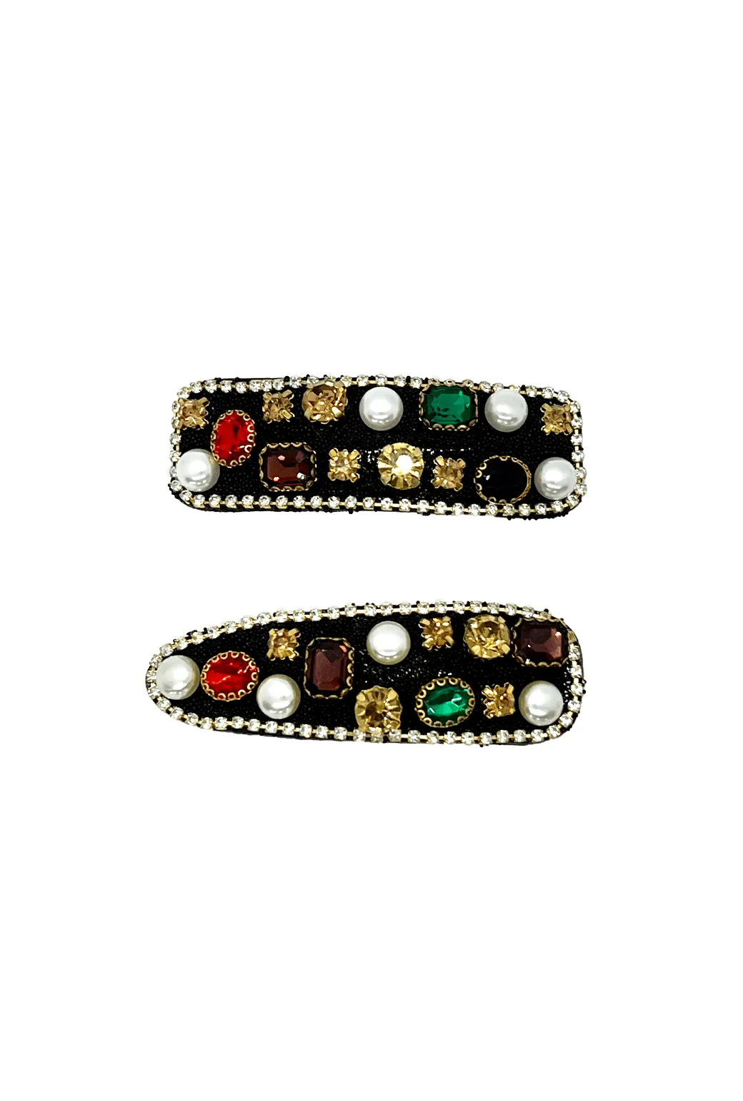 Embellished Hair Clip Set - Black