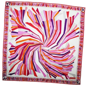 Emilio Pucci Silk Scarf Pink Orange Purple Design - Large Twill Silk Square Scarf