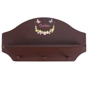 Espresso 3 Peg Wall Shelf - Pastel Butterfly Garland