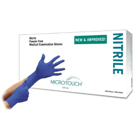 Exam Glove Micro-Touch® Nitrile Large NonSterile Nitrile Standard Cuff Length Textured Fingertips Blue Chemo Tested - Ansell  Mfr# 6034303