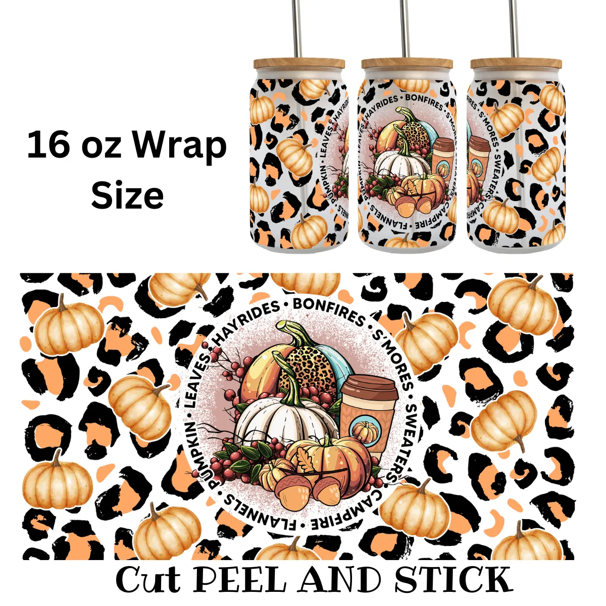 Fall Autumn Pumpkins UV DTF Wrap