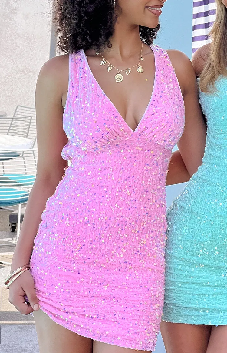 Franco Pink Sequin Mini Dress