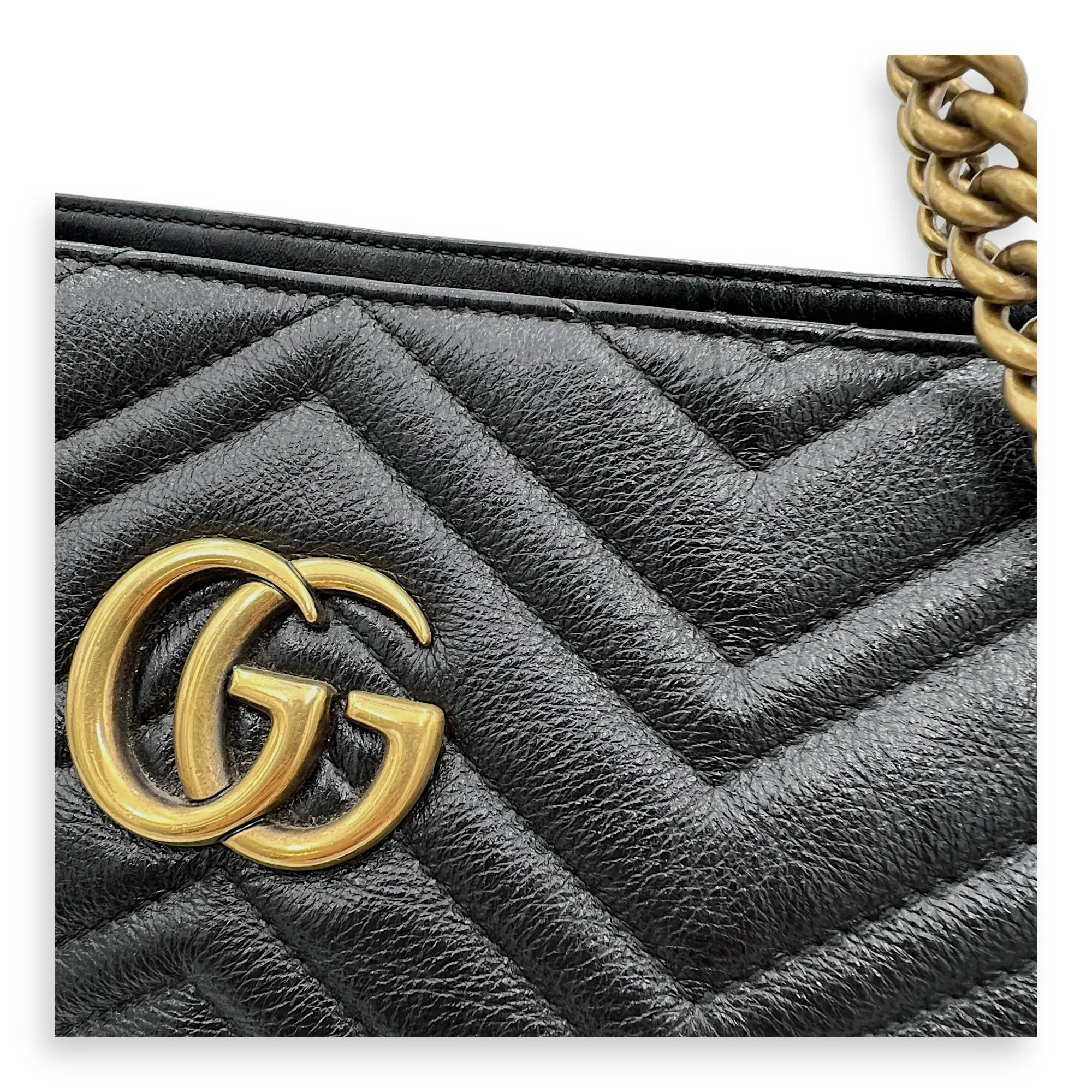 GG Marmont Tote Bag Black in Calfskin, Gold hardware