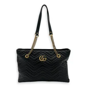 GG Marmont Tote Bag Black in Calfskin, Gold hardware