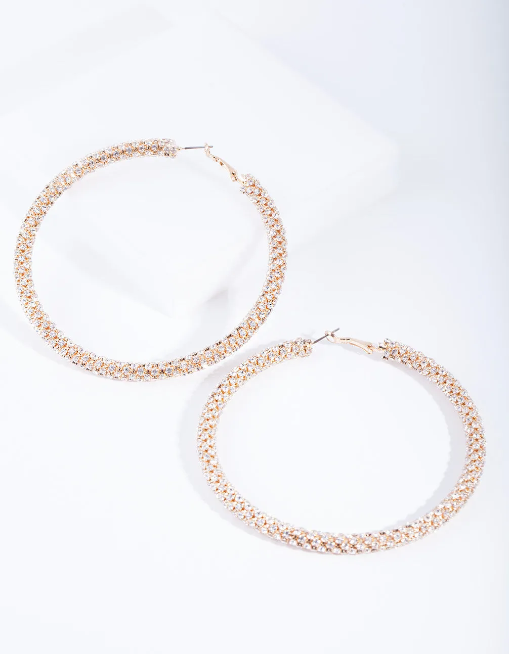 Gold Large Diamante Cup Chain Hoop