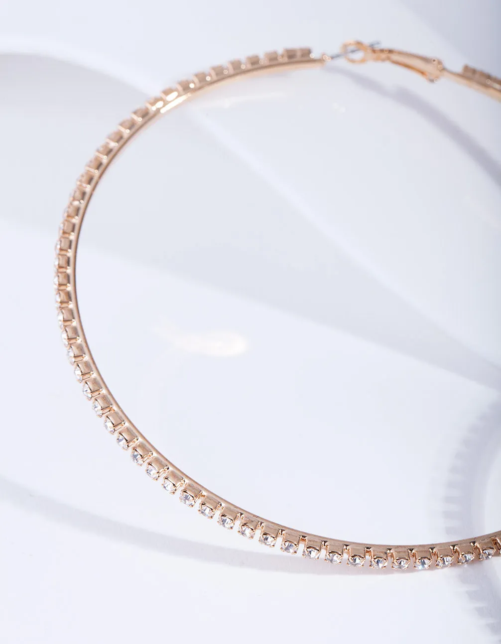 Gold Large Diamante Hoop Earrings