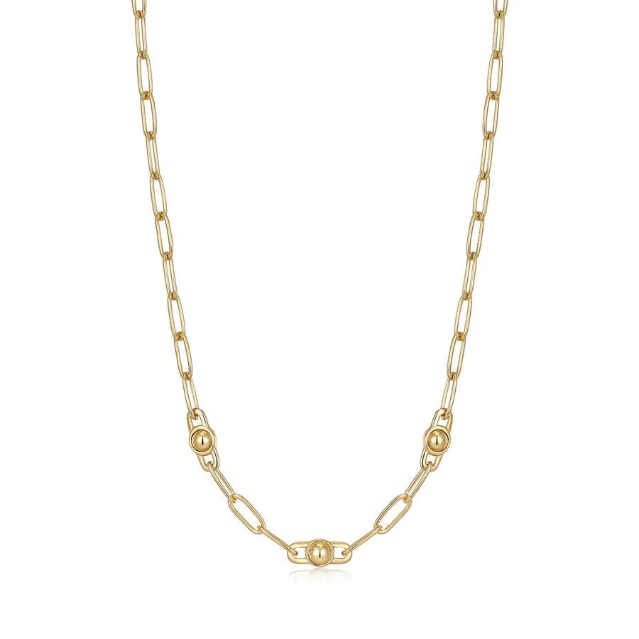 Gold Orb Link Chunky Chain Necklace