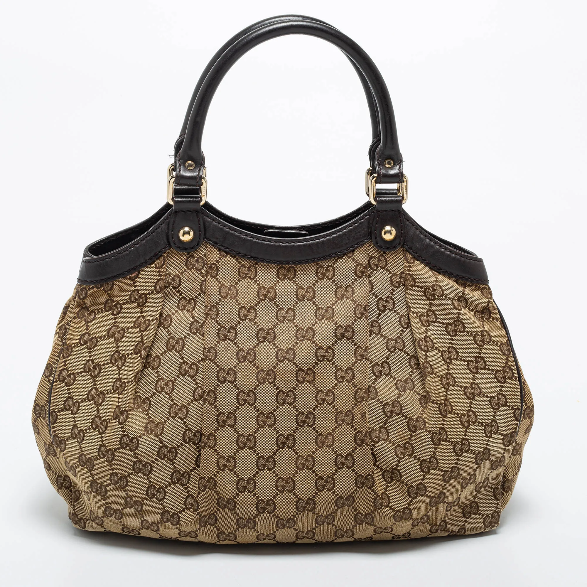 Gucci Beige GG Canvas and Leather Medium Sukey Tote