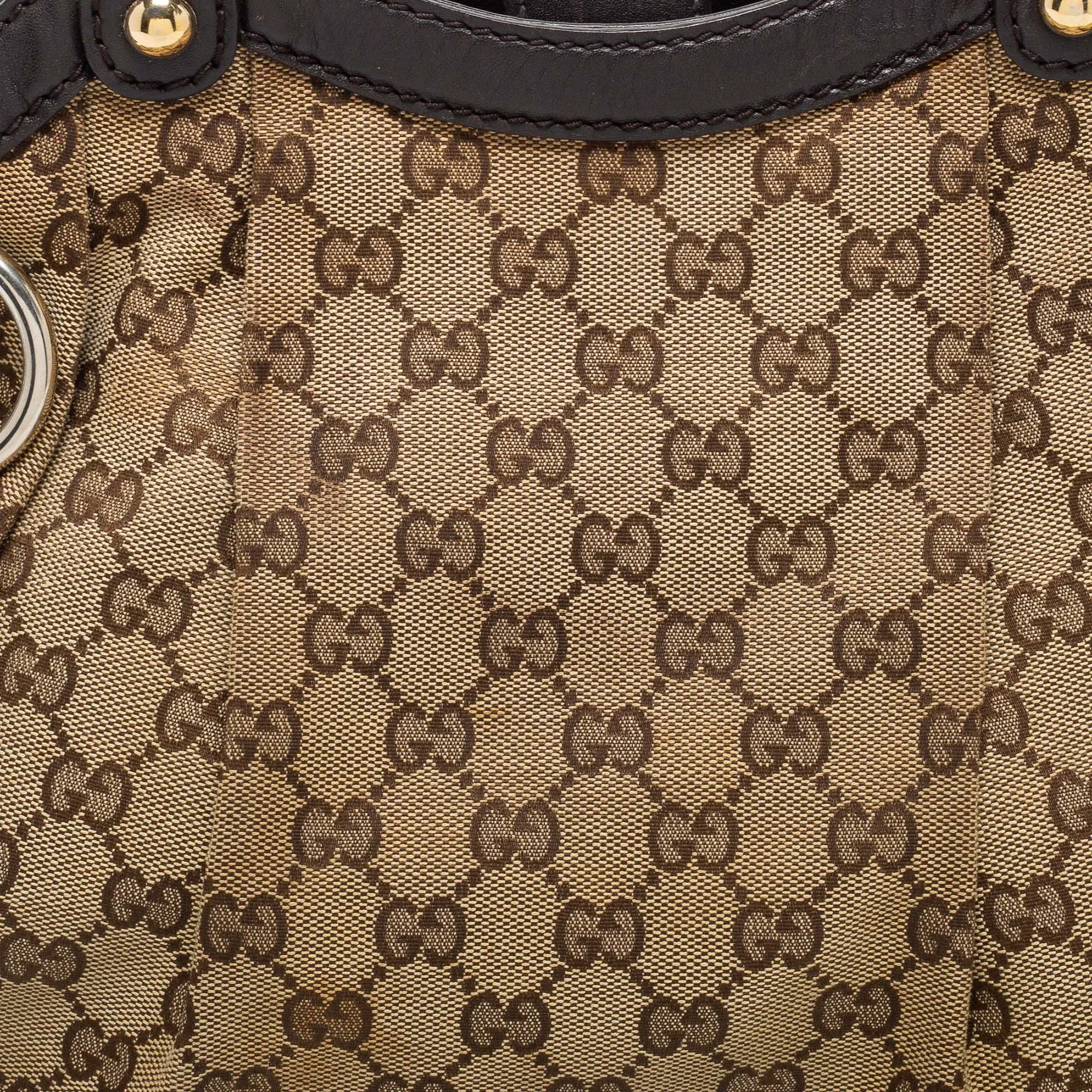 Gucci Beige GG Canvas and Leather Medium Sukey Tote