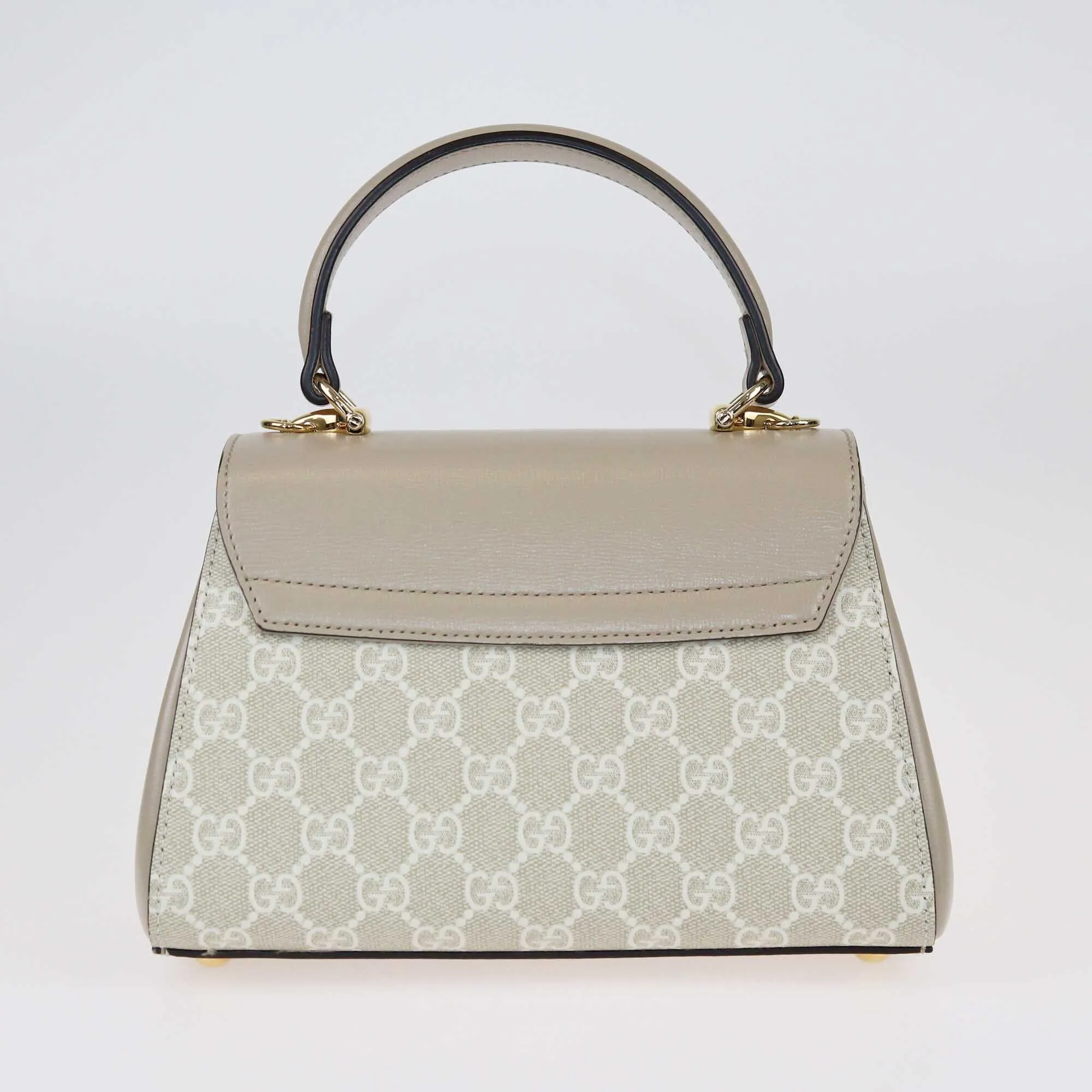 Gucci Beige GG Supreme Canvas Mini Horsebit 1955 Top Handle Bag