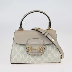 Gucci Beige GG Supreme Canvas Mini Horsebit 1955 Top Handle Bag