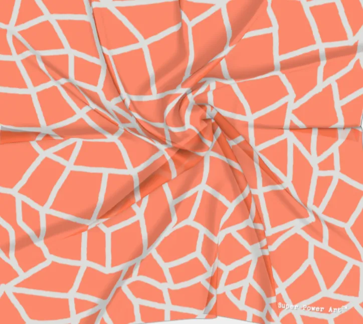 Insook Hwang's art_Scarves Net#2_graye line_orange