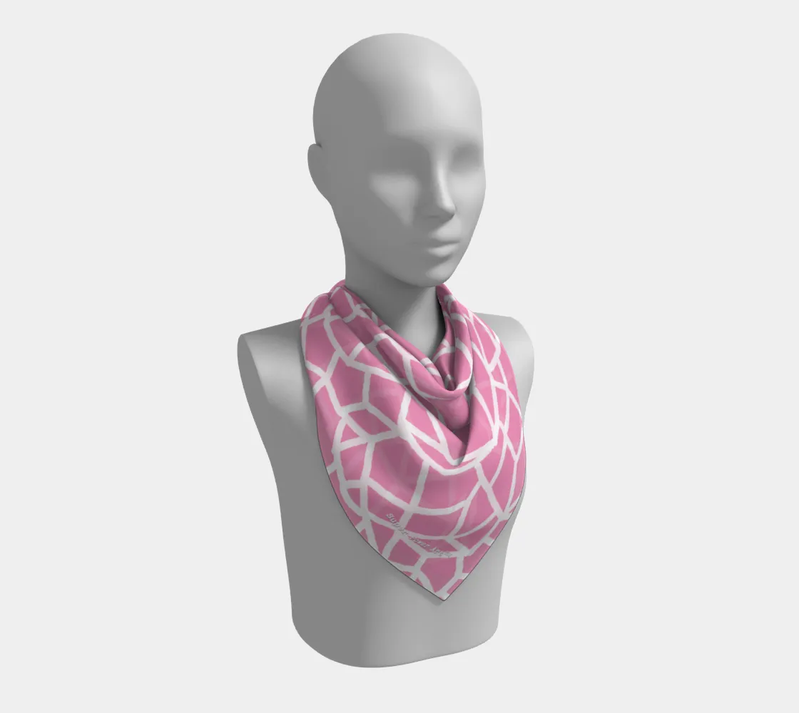 Insook Hwang's Art_Scarves_Net#2_white line_pink