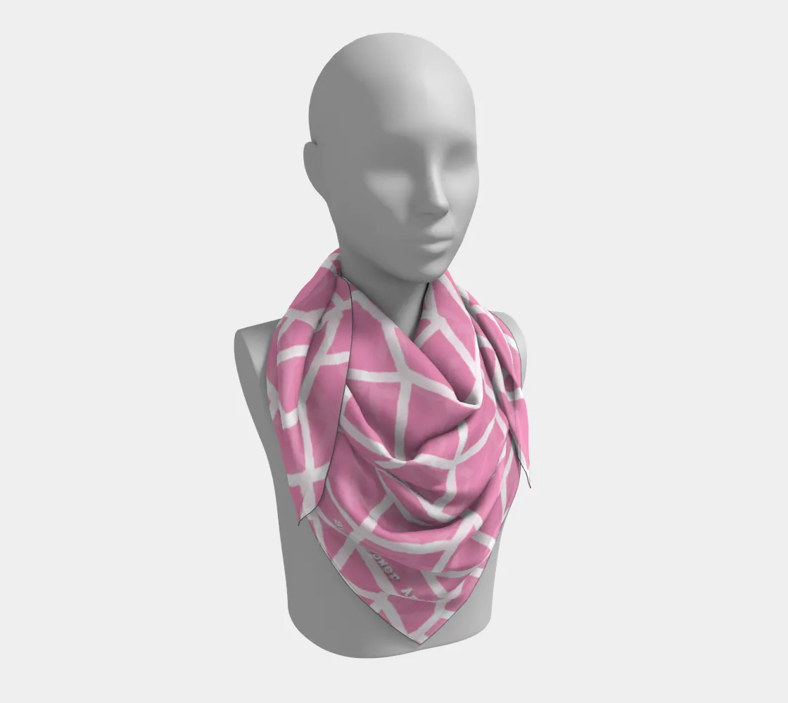 Insook Hwang's Art_Scarves_Net#2_white line_pink