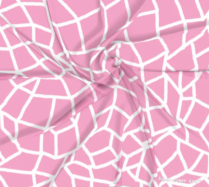 Insook Hwang's Art_Scarves_Net#2_white line_pink