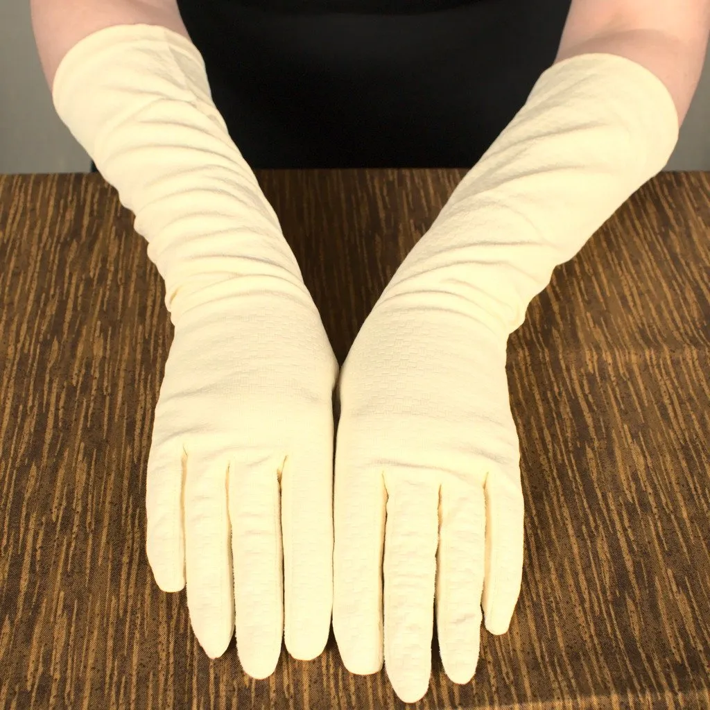 Long Textured Eggshell Gloves