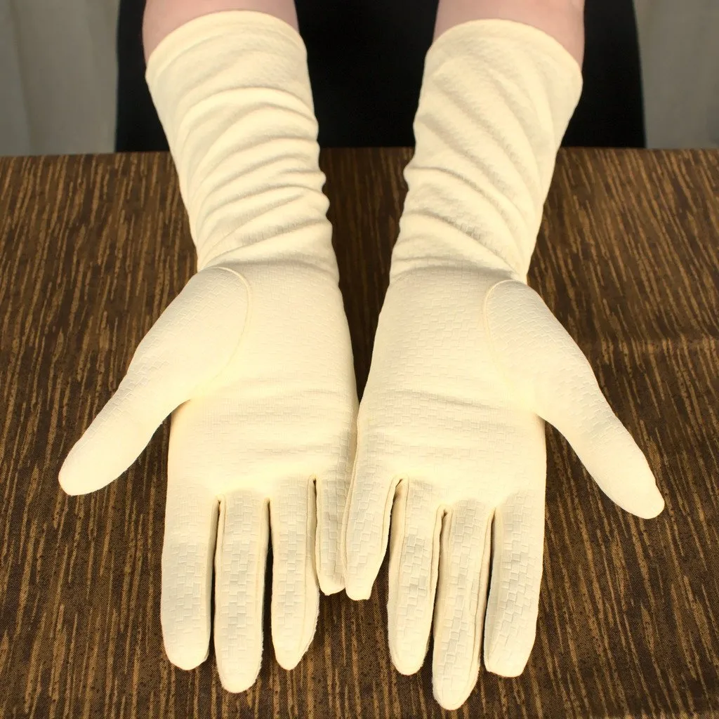 Long Textured Eggshell Gloves