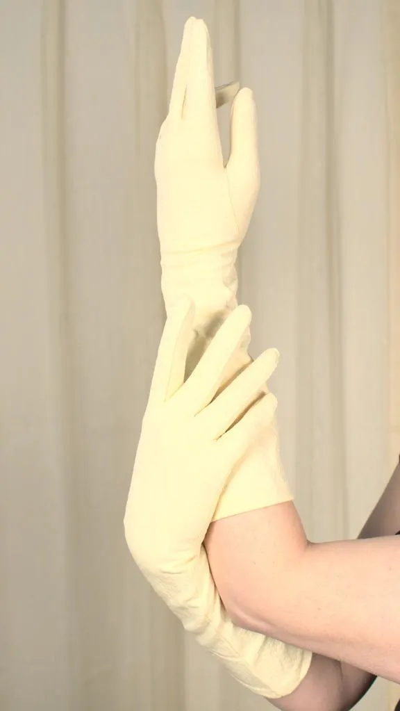 Long Textured Eggshell Gloves