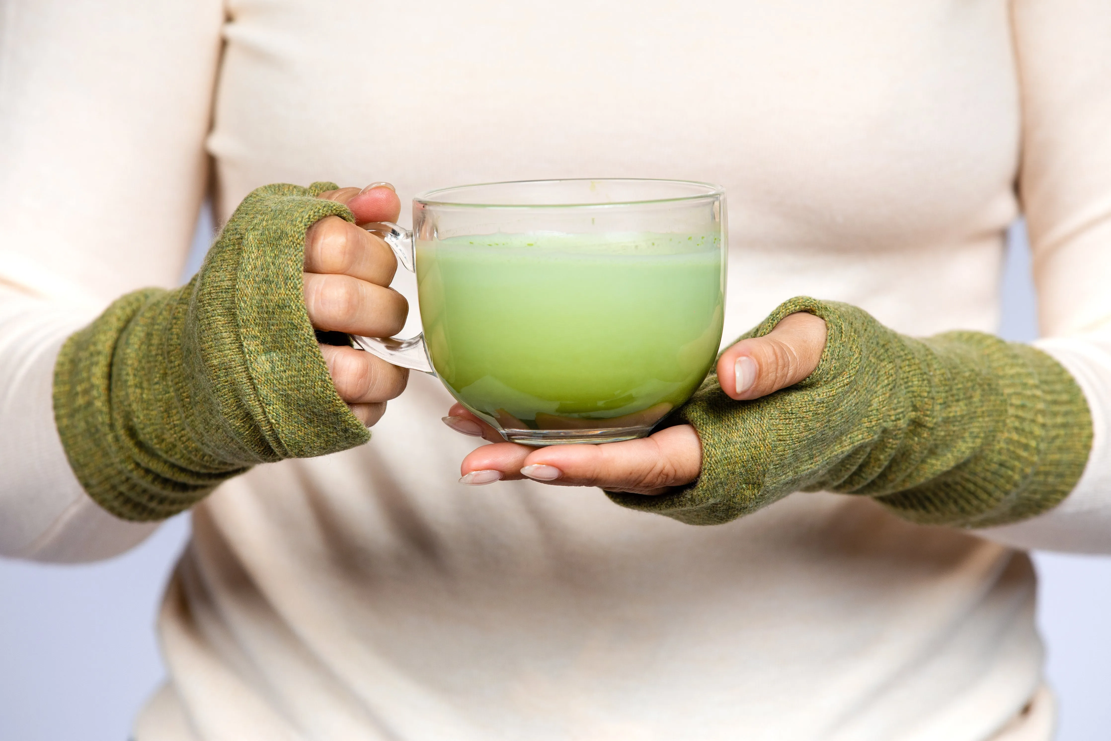 Matcha Green - Cashmere Fingerless Gloves