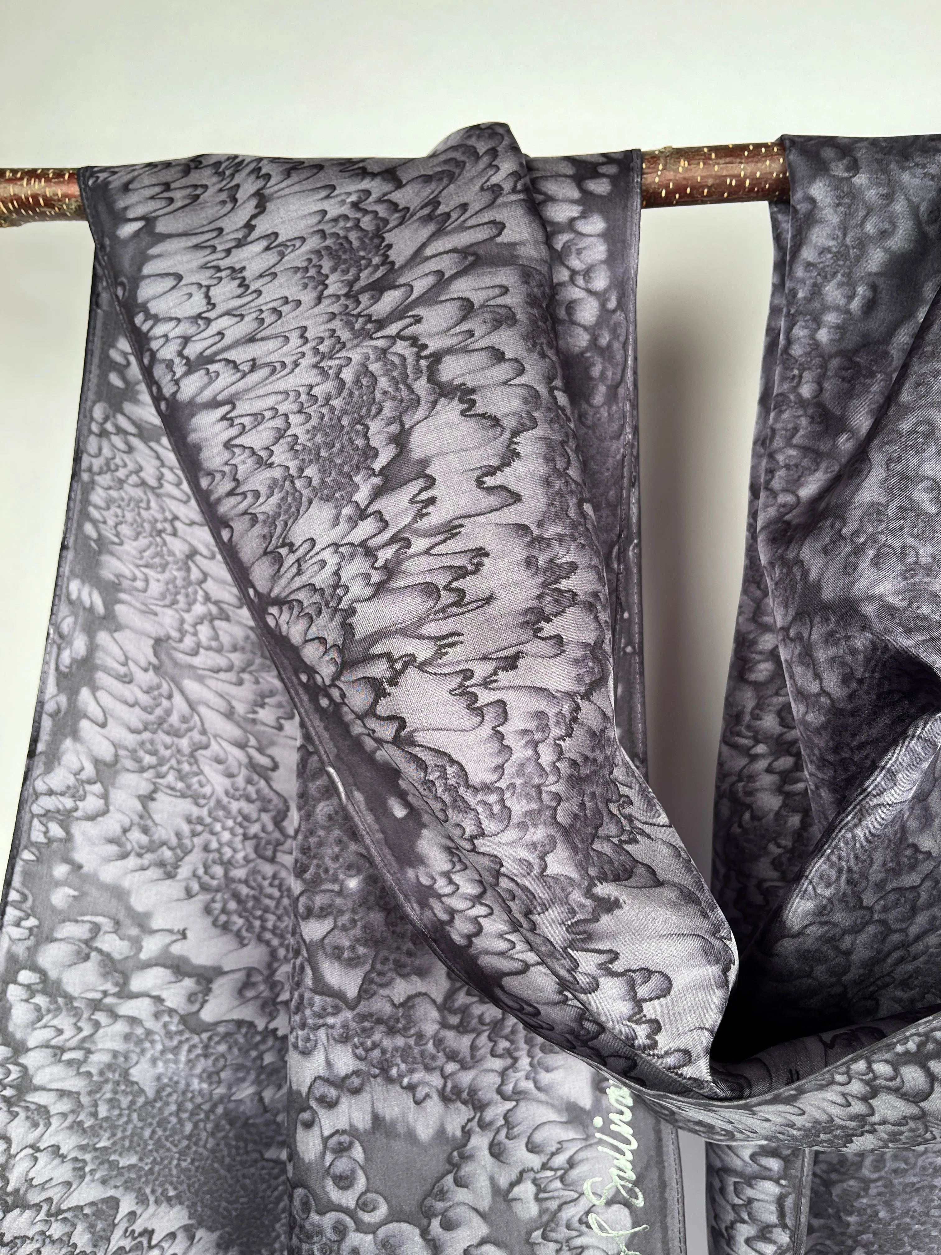 “Midnight Mermaid" - Hand-dyed Silk Scarf - $125