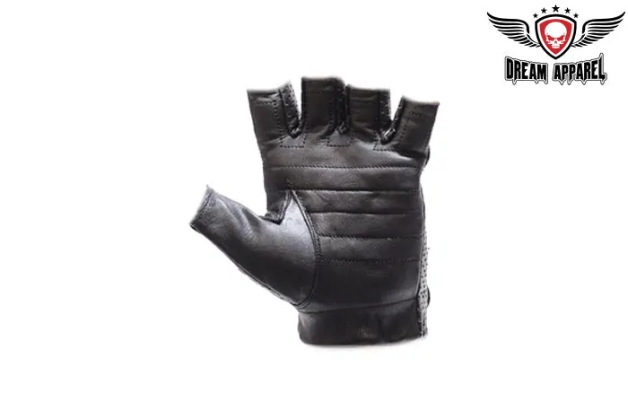 Motorcycle Leather Fingerless Riding Gloves