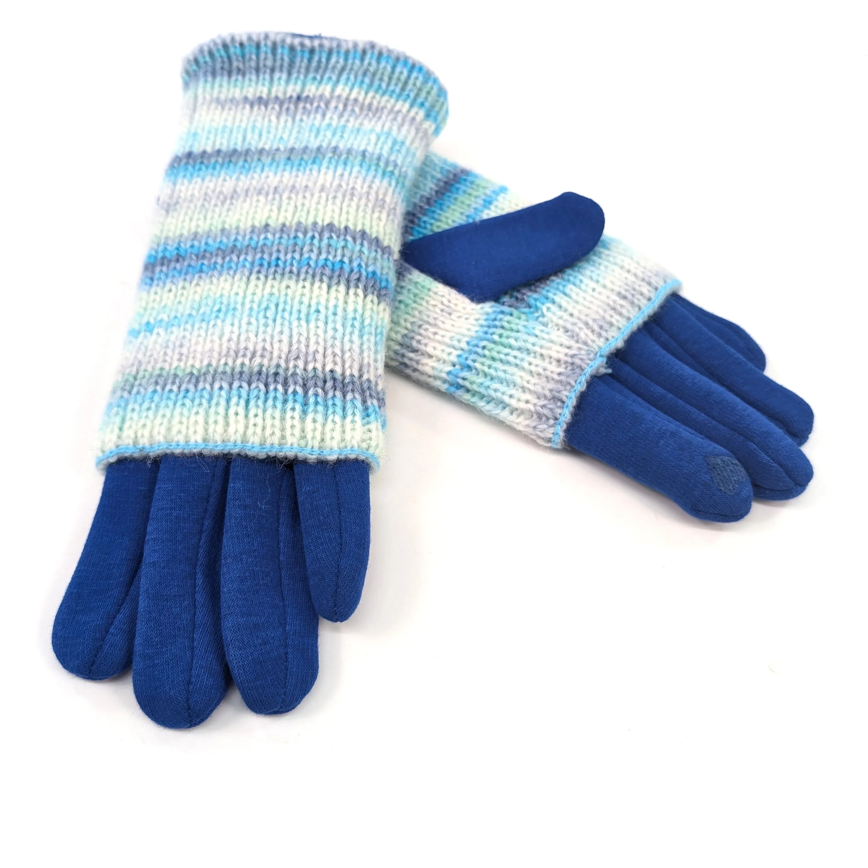 Multi Striped Two in One Gloves - Ocean Waves