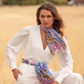 Oopsie Daisy Periwinkle Narrow Silk Scarf