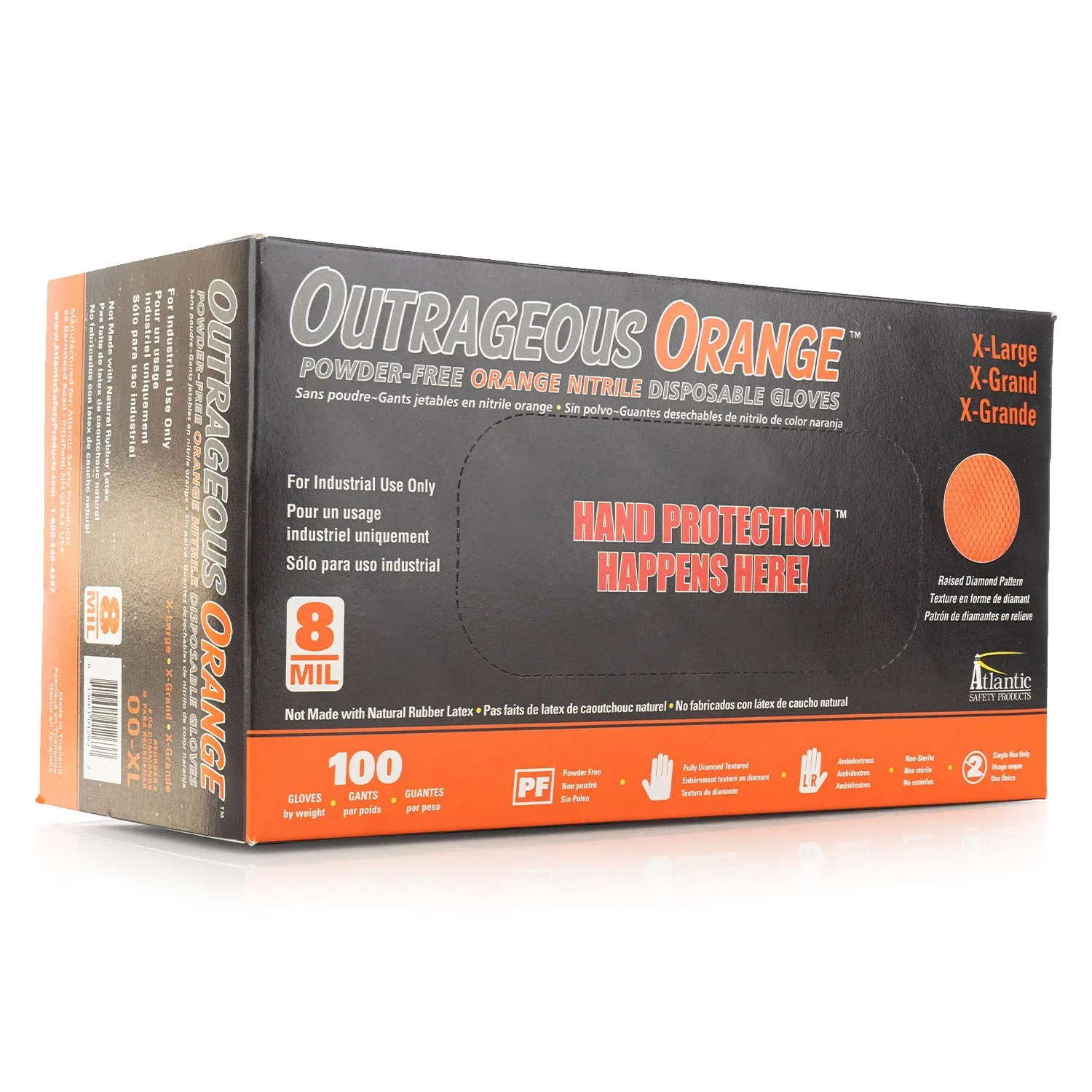 Outrageous Orange Textured Nitrile Gloves