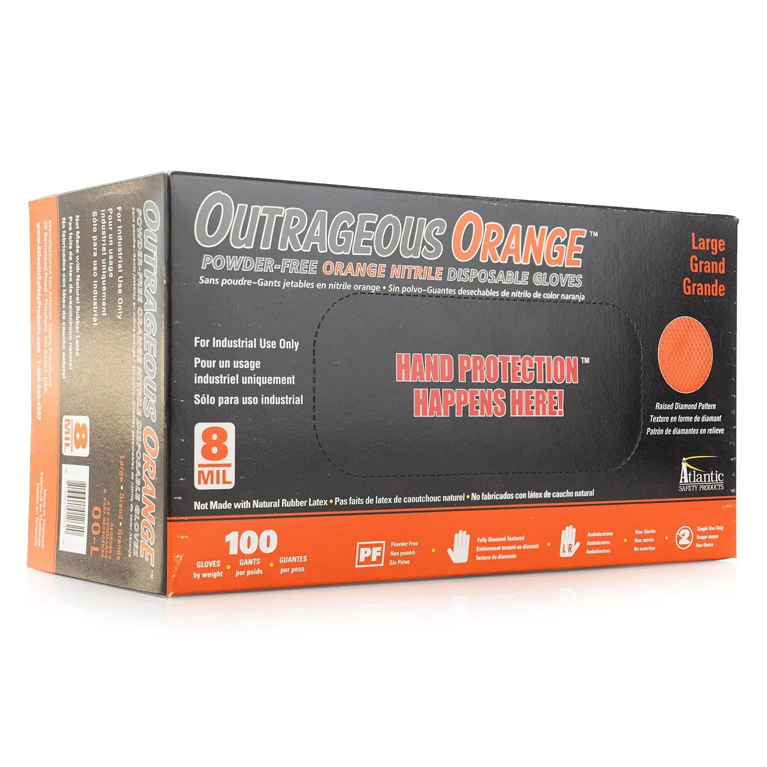 Outrageous Orange Textured Nitrile Gloves