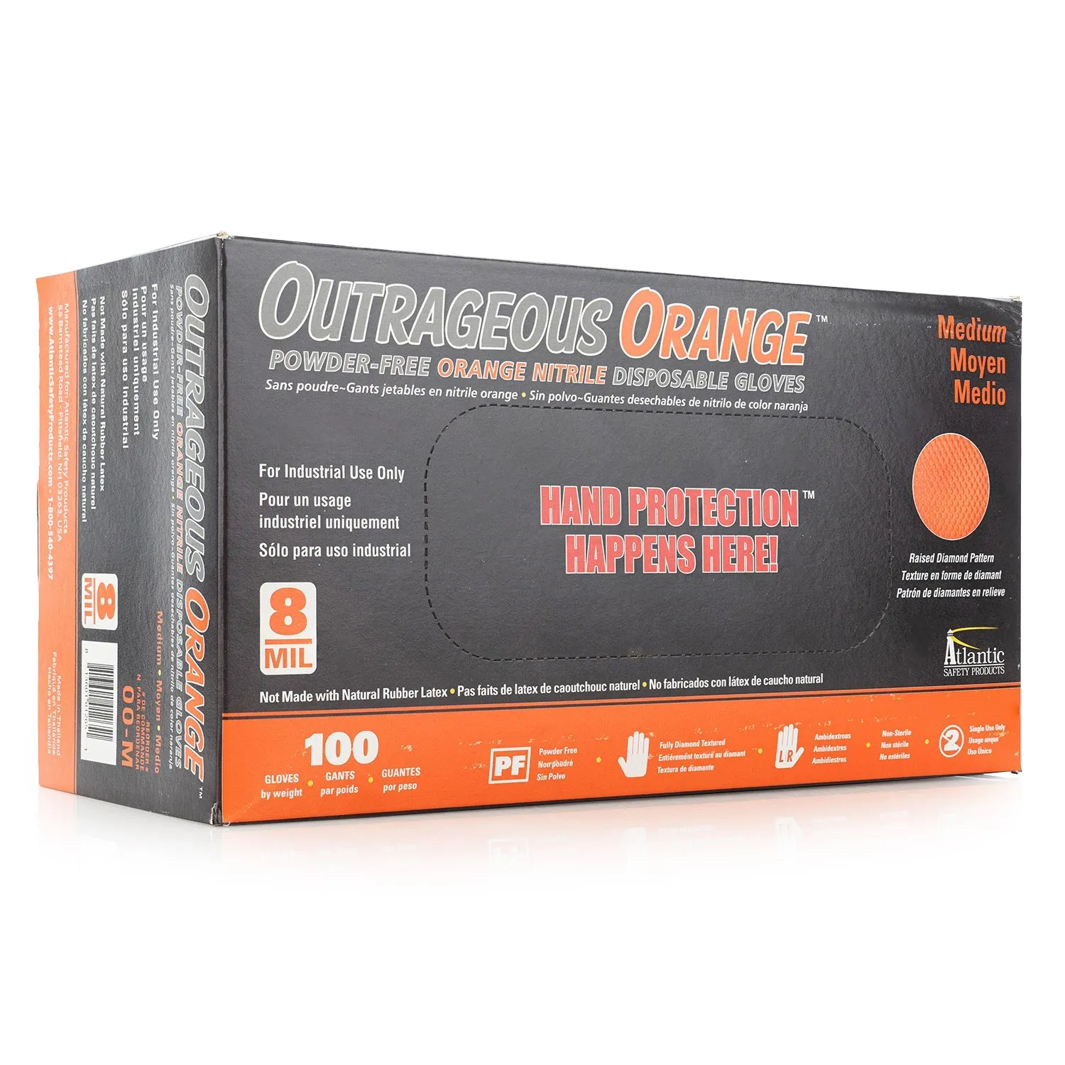 Outrageous Orange Textured Nitrile Gloves