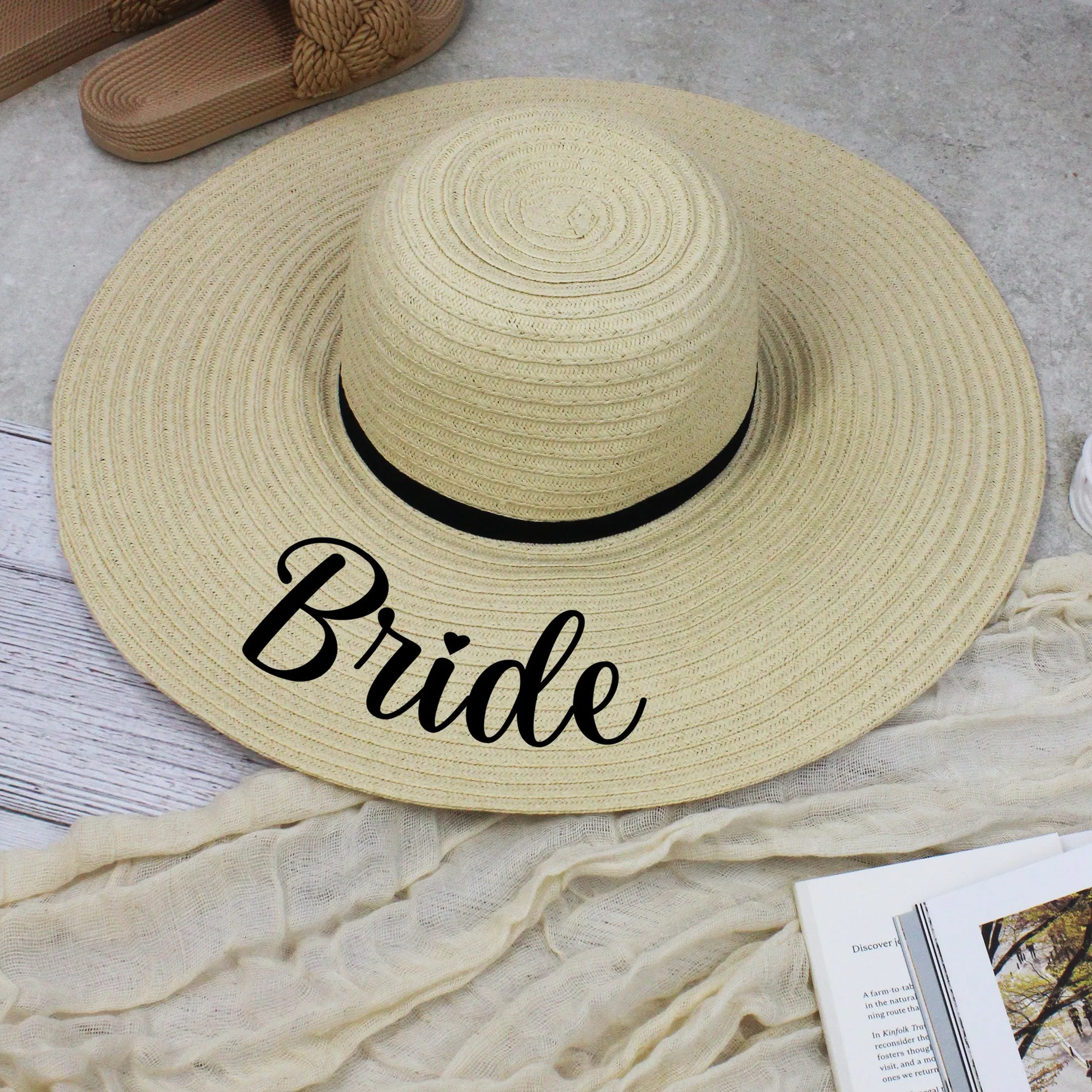 Personalised Wedding Role Wide Brimmed Sun Hat