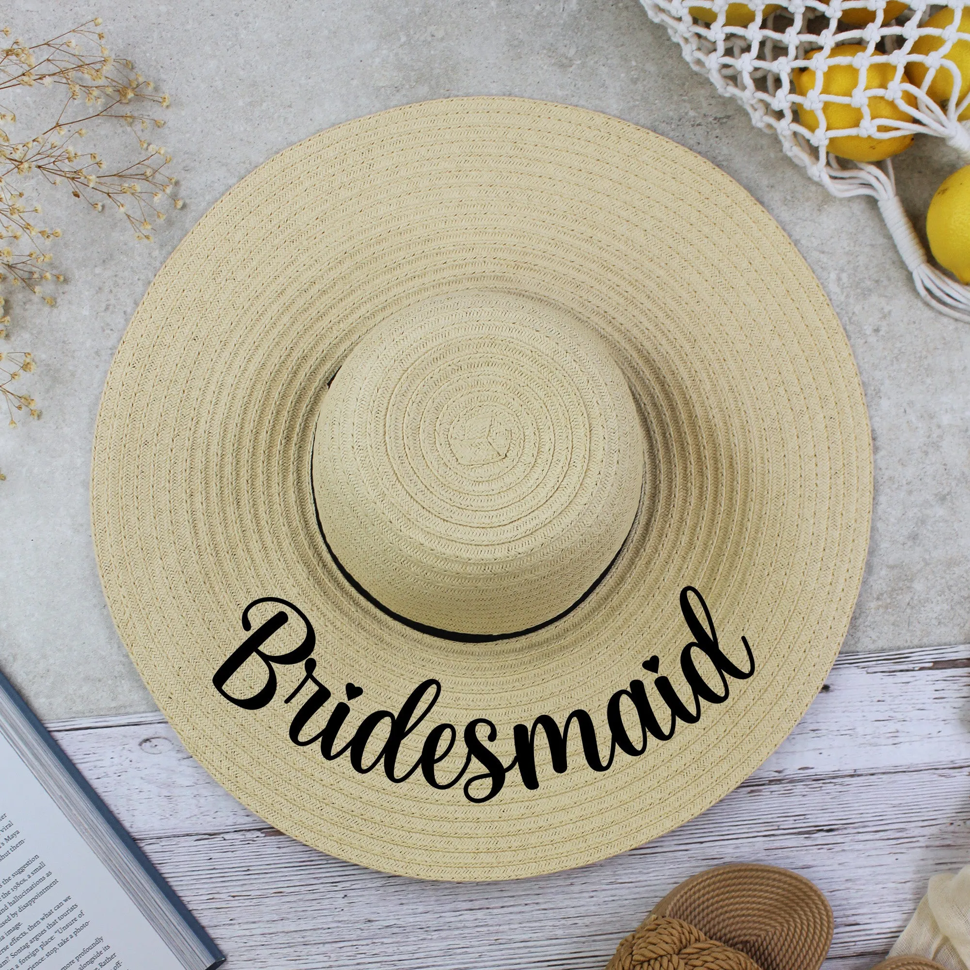 Personalised Wedding Role Wide Brimmed Sun Hat